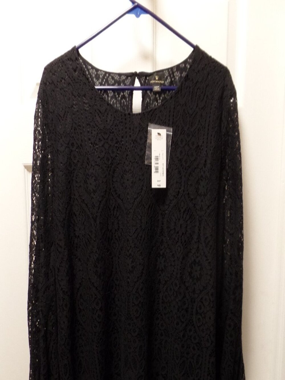 *NWT* Worthington XXLT 2X Tall 20 BLACK Lace Occasion Long Sleeve Pullover